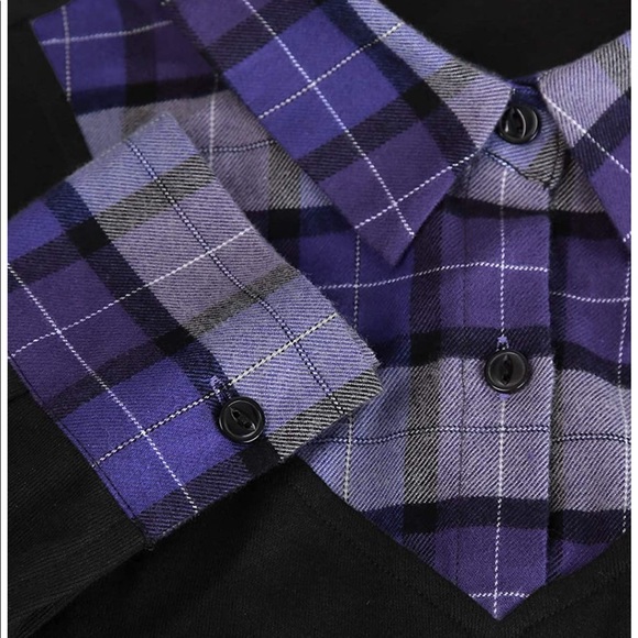 Contrast Plaid Collar 2 in 1 Top (NWOT❗️) - Picture 3 of 5
